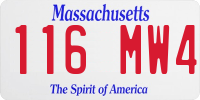 MA license plate 116MW4