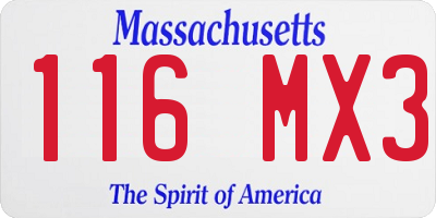 MA license plate 116MX3