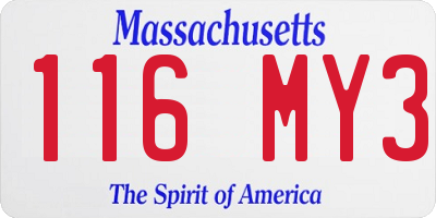 MA license plate 116MY3