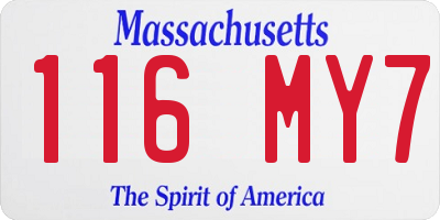 MA license plate 116MY7