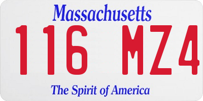 MA license plate 116MZ4