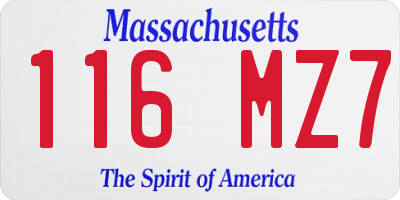 MA license plate 116MZ7