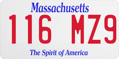 MA license plate 116MZ9