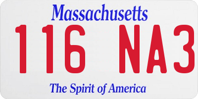 MA license plate 116NA3