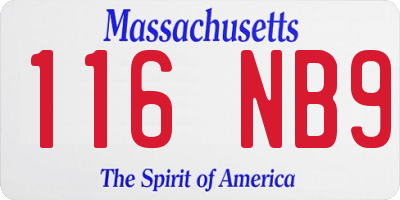 MA license plate 116NB9