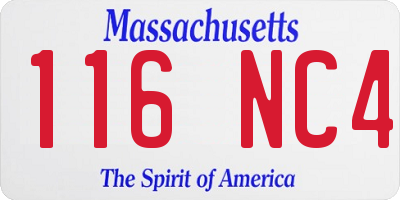 MA license plate 116NC4