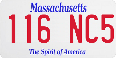 MA license plate 116NC5