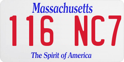 MA license plate 116NC7