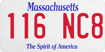 MA license plate 116NC8