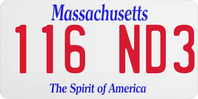 MA license plate 116ND3
