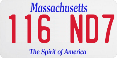 MA license plate 116ND7