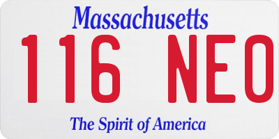 MA license plate 116NE0