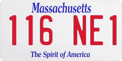 MA license plate 116NE1