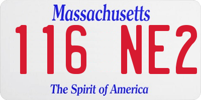 MA license plate 116NE2