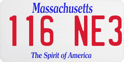MA license plate 116NE3