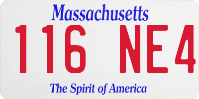 MA license plate 116NE4