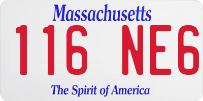 MA license plate 116NE6