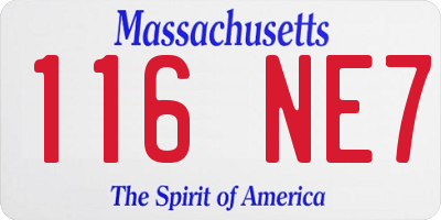MA license plate 116NE7