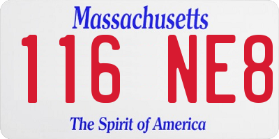 MA license plate 116NE8
