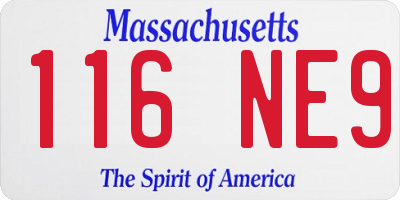 MA license plate 116NE9