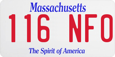 MA license plate 116NF0
