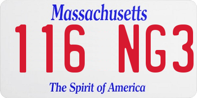 MA license plate 116NG3