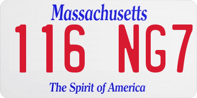 MA license plate 116NG7