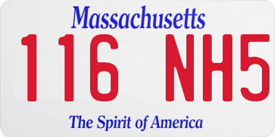 MA license plate 116NH5
