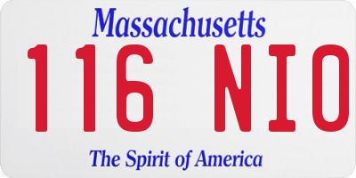 MA license plate 116NI0