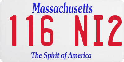 MA license plate 116NI2