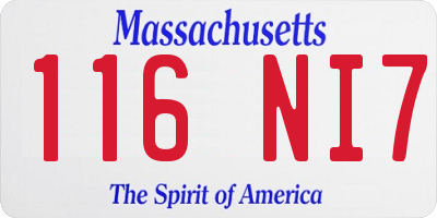 MA license plate 116NI7