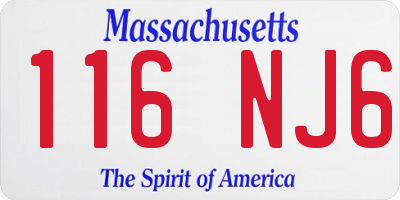 MA license plate 116NJ6