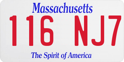MA license plate 116NJ7