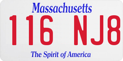 MA license plate 116NJ8