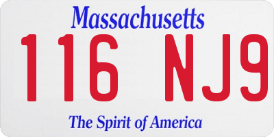 MA license plate 116NJ9