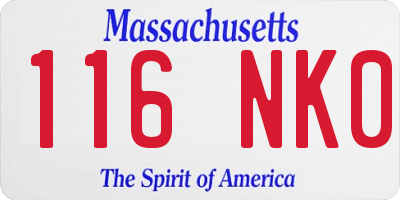 MA license plate 116NK0