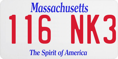 MA license plate 116NK3