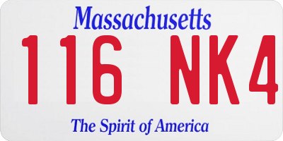 MA license plate 116NK4