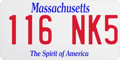 MA license plate 116NK5