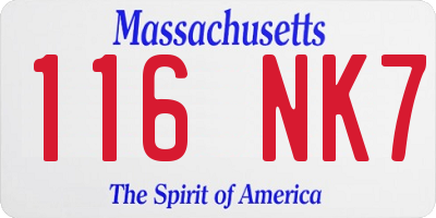 MA license plate 116NK7