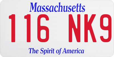 MA license plate 116NK9