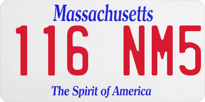 MA license plate 116NM5