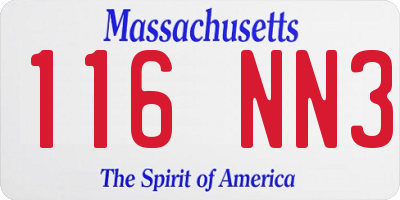 MA license plate 116NN3