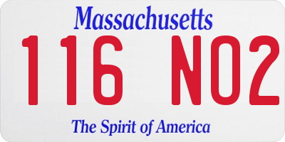 MA license plate 116NO2