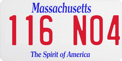 MA license plate 116NO4