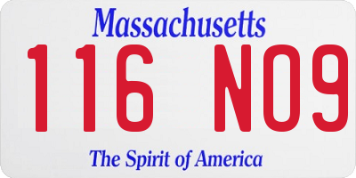 MA license plate 116NO9