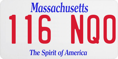 MA license plate 116NQ0
