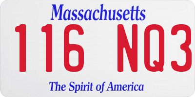 MA license plate 116NQ3