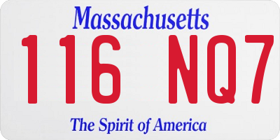 MA license plate 116NQ7