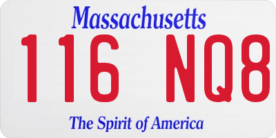 MA license plate 116NQ8